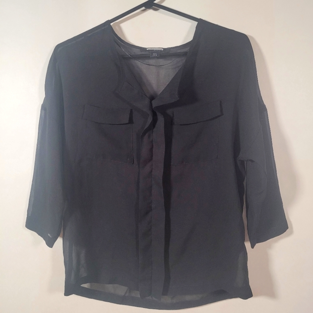 Jay Manuel Sheer Black Top with half sleeves US 2 XS